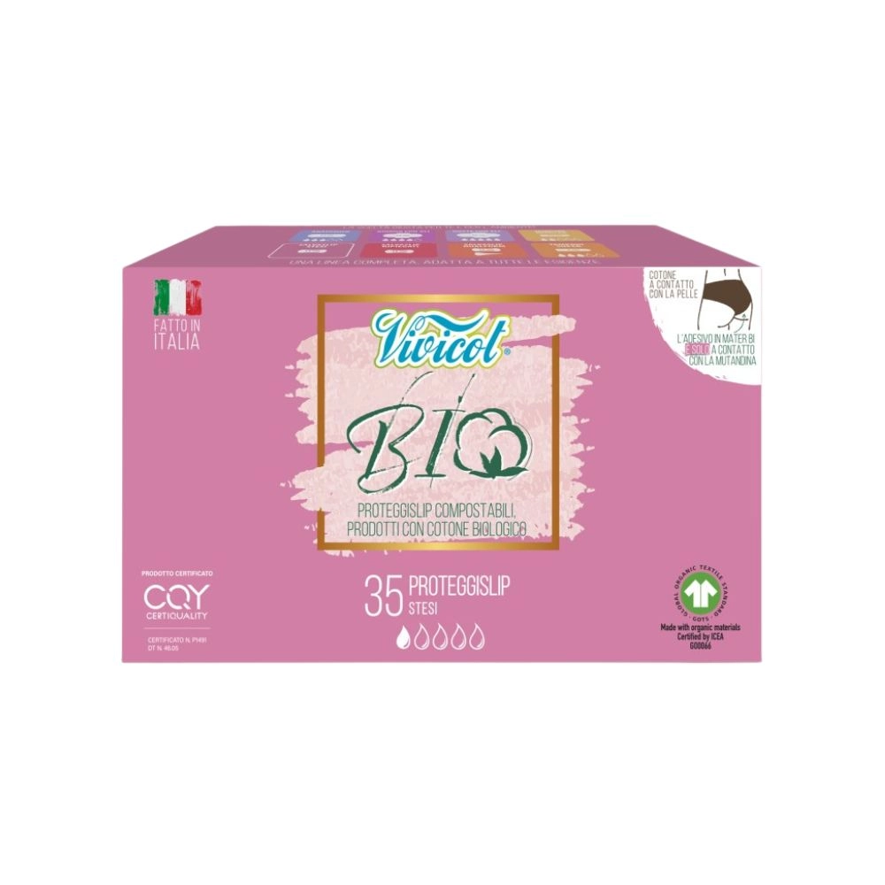 Wkładki higieniczne, z organicznej bawełny, niebielone chlorem, kompostowalne | Vivicot