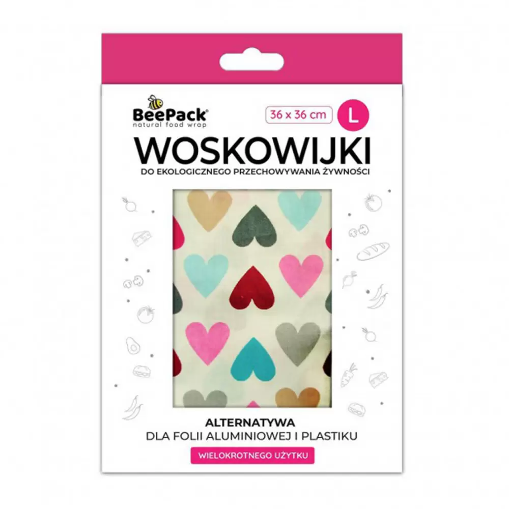 Woskowijka pojedyncza Kolorowe Serducha - rozmiar L | Beepack