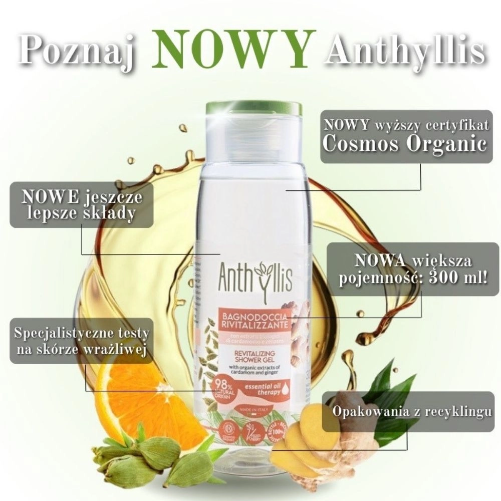 Żel pod prysznic rewitalizujący z kardamonem i imbirem | Anthyllis