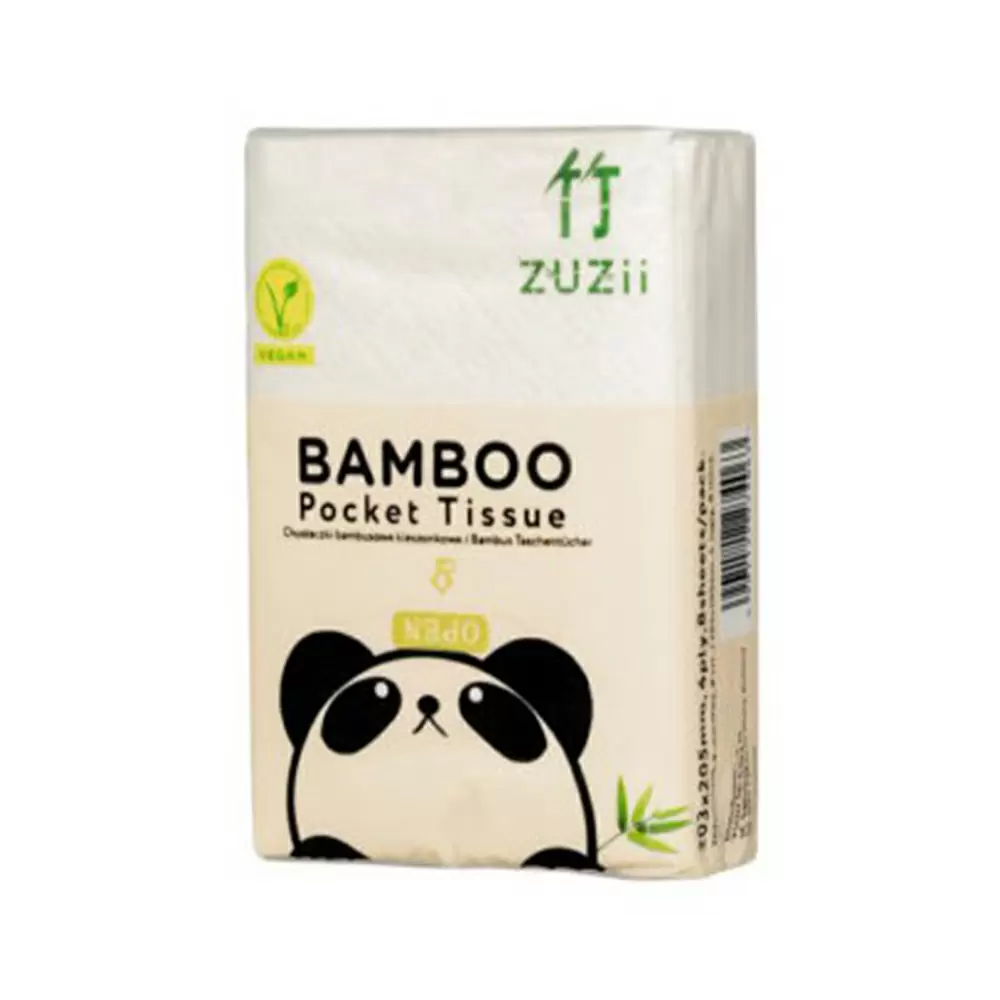 Chusteczki higieniczne kieszonkowe, bambusowe, 4-warstwowe | Zuzii