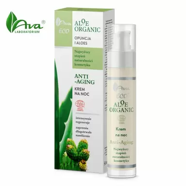 Naturalny krem do twarzy na noc Aloe Organic - Anti Aging | Ava