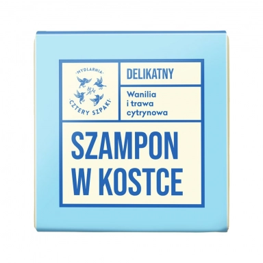 Szampon do włosów w kostce Wanilia i Trawa Cytrynowa - delikatny | Cztery Szpaki