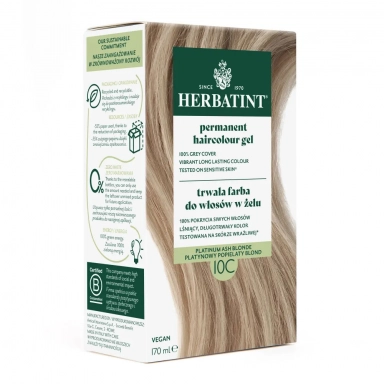 Farba do włosów 10C PLATYNOWY BLOND seria POPIELATA | Herbatint