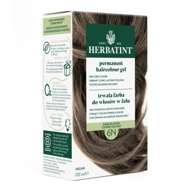 Farba do włosów 6N CIEMNY BLOND seria NATURALNA | Herbatint