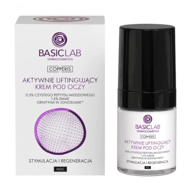 Krem liftingujący pod oczy na noc z peptydem miedziowym | BasicLab