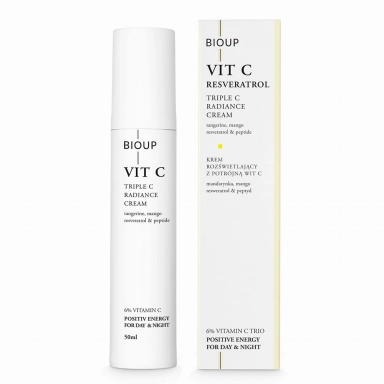 Krem rozświetlający z potrójną witaminą C i reserwatrolem | BIOUP