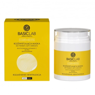 Maska rozświetlająca do twarzy, szyi i dekoltu | BasicLab