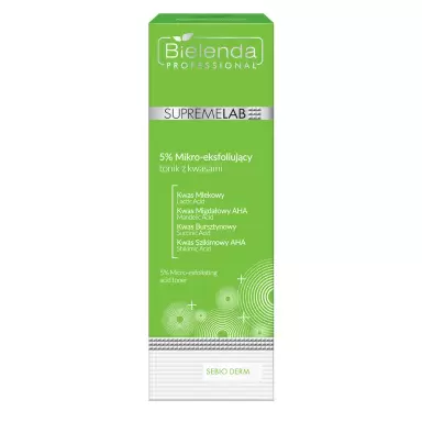 Mikro-eksfoliujący tonik z kwasami 5% SUPREMELAB SEBIO DERM | Bielenda Professional
