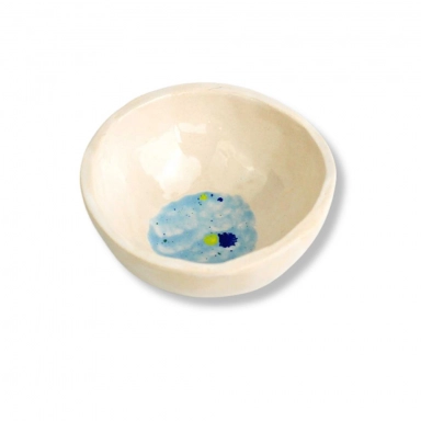 Miseczka ceramiczna MINI - beżowa z niebieską plamką | Senua