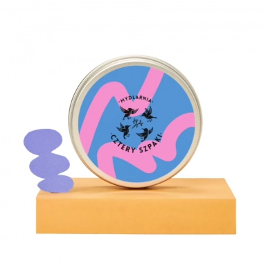 Okrągła puszka na szampon lub odżywkę w kostce - granatowo-różowa | Cztery Szpaki