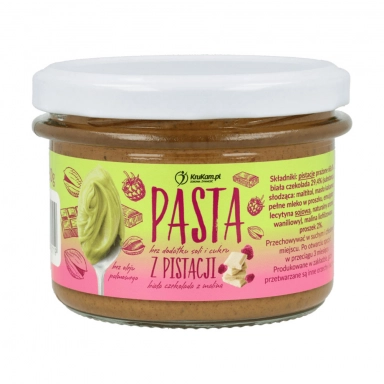 Pasta z pistacji z białą czekoladą i malinami | KruKam