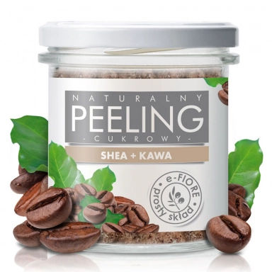 Peeling cukrowy z masłem shea i olejkami - Kawowy | e-FIORE