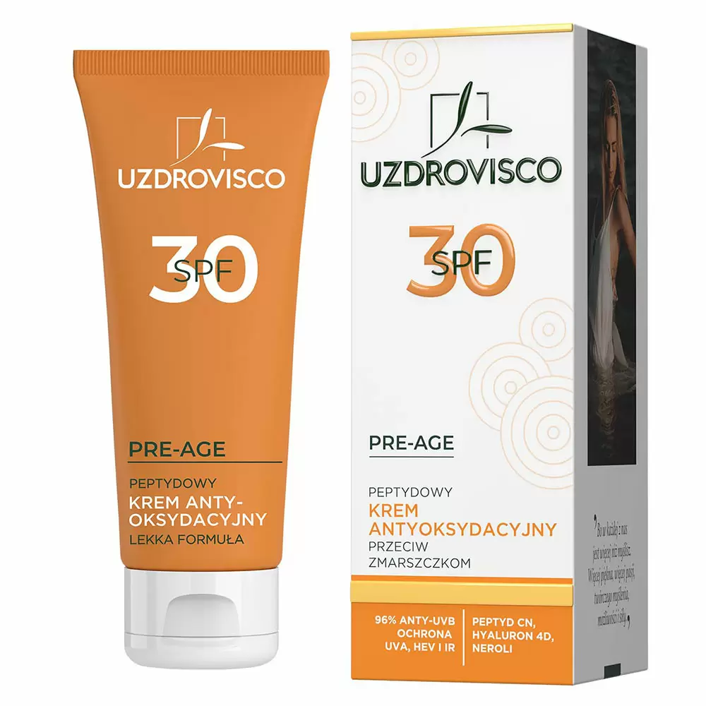 Peptydowy krem antyoksydacyjny przeciw zmarszczkom SPF 30 | Uzdrovisco