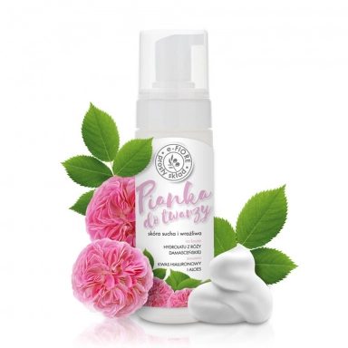 Pianka do mycia twarzy na bazie hydrolatu z Róży Damasceńskiej | e-FIORE