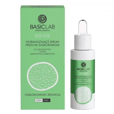 Serum normalizujące przeciw zaskórnikom z 5% azeloglicyny i 1% BHA | BasicLab
