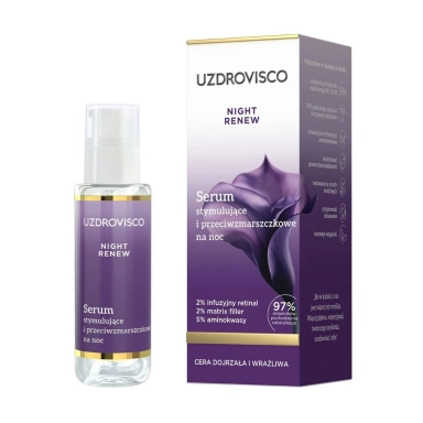 Serum stymulujące i przeciwzmarszczkowe na noc Night Renew | Uzdrovisco