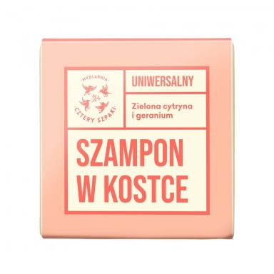 Szampon do włosów w kostce Zielona Cytryna i Geranium - uniwersalny | Cztery Szpaki