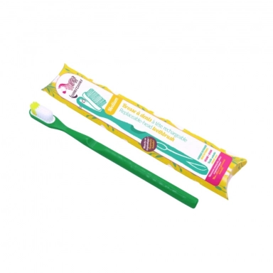 Szczoteczka do zębów z bioplastiku - Green (włosie średnie) | Lamazuna