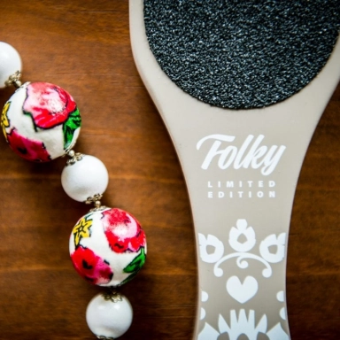 Tarka drewniana do stóp z motywem folkowym | MiaCalnea