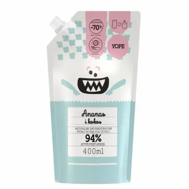 Antybakteryjne mydło do rąk dla dzieci Ananas i Kokos - refill | Yope