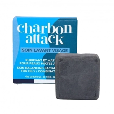 Żel do mycia twarzy w kostce OCZYSZCZAJĄCY WĘGIEL | Lamazuna