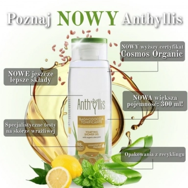 Żel pod prysznic tonizujący z aloesem, miętą i cytryną | Anthyllis