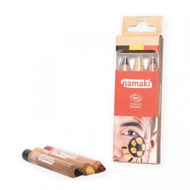 Zestaw kredek do malowania twarzy dla dzieci- czarny, żółty i czerwony | Namaki