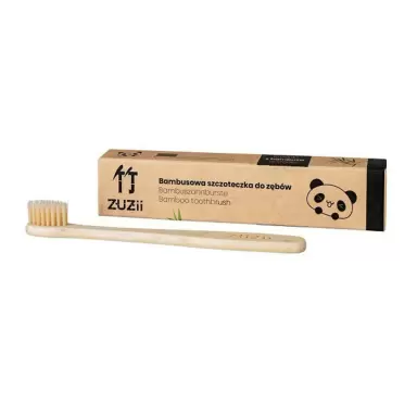 Bambusowa szczoteczka do zębów dla dzieci - kolor beżowy - włosie miękkie | Zuzii
