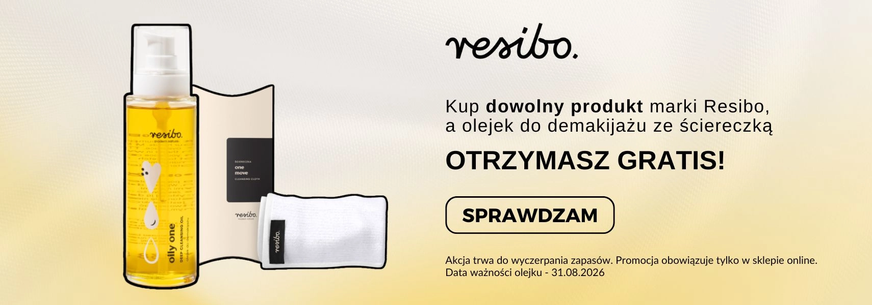 Olejek do demakijażu ze ściereczką Resibo GRATIS!