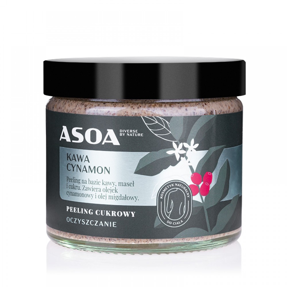 Peeling Tłuścioch kawowo - cukrowy z olejkiem cynamonowym | Asoa
