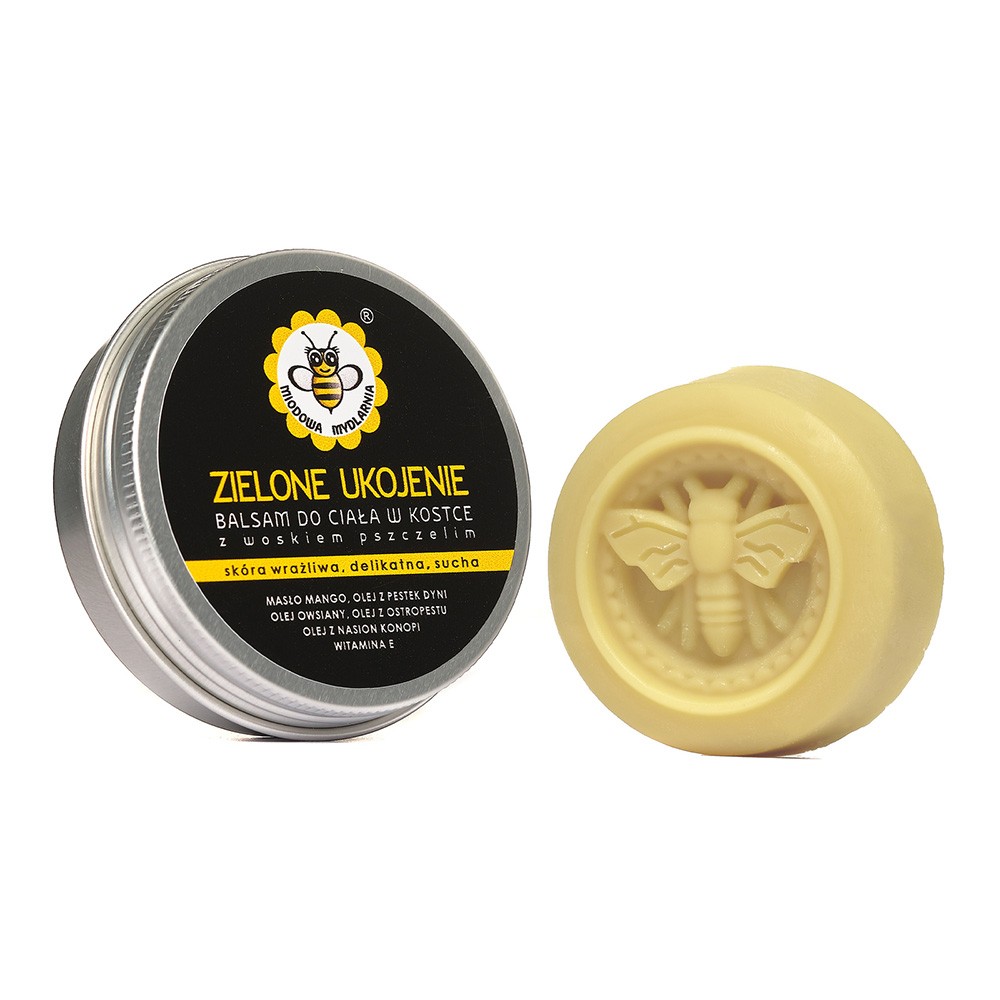 Balsam do ciała w kostce Zielone Ukojenie | Miodowa Mydlarnia