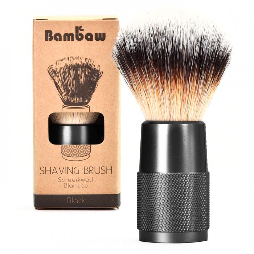 Pędzel wielorazowy do golenia - czarny | Bambaw