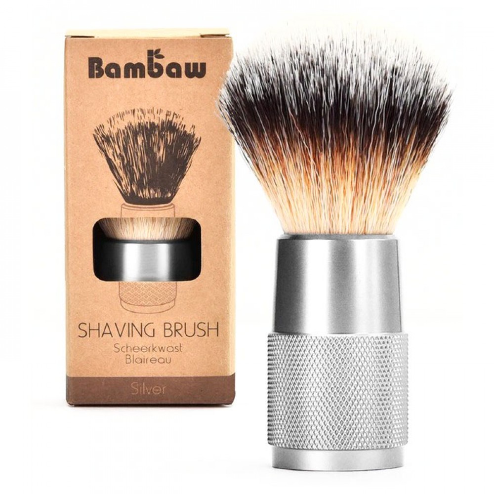 Pędzel wielorazowy do golenia - srebrny | Bambaw