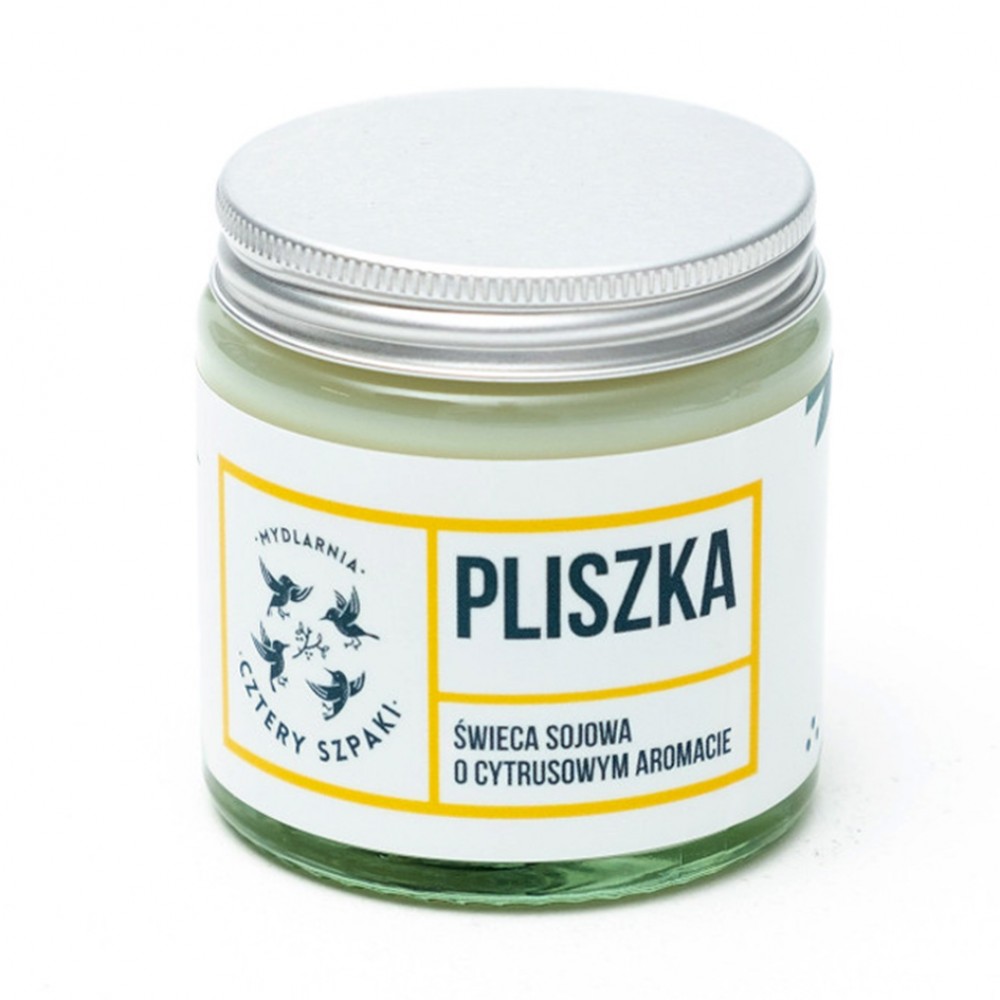 Naturalna cytrynowa świeca sojowa Pliszka | Cztery Szpaki