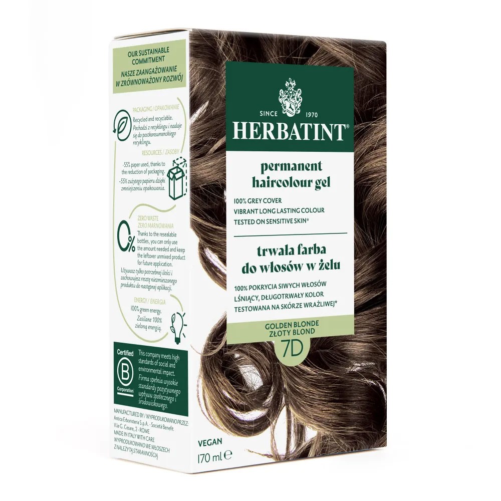 Farba do włosów 7D ZŁOTY BLOND seria ZŁOTA | Herbatint