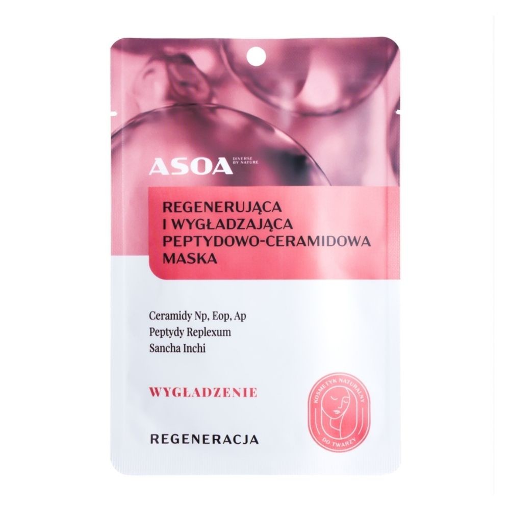 Maska regenerująco - wygładzająca peptydowo-ceramidowa w płachcie | Asoa