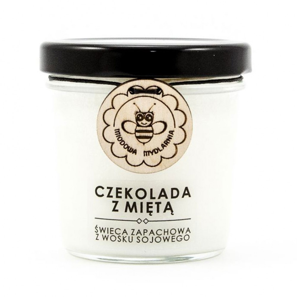 Świeca z wosku sojowego Czekolada z Miętą | Miodowa Mydlarnia