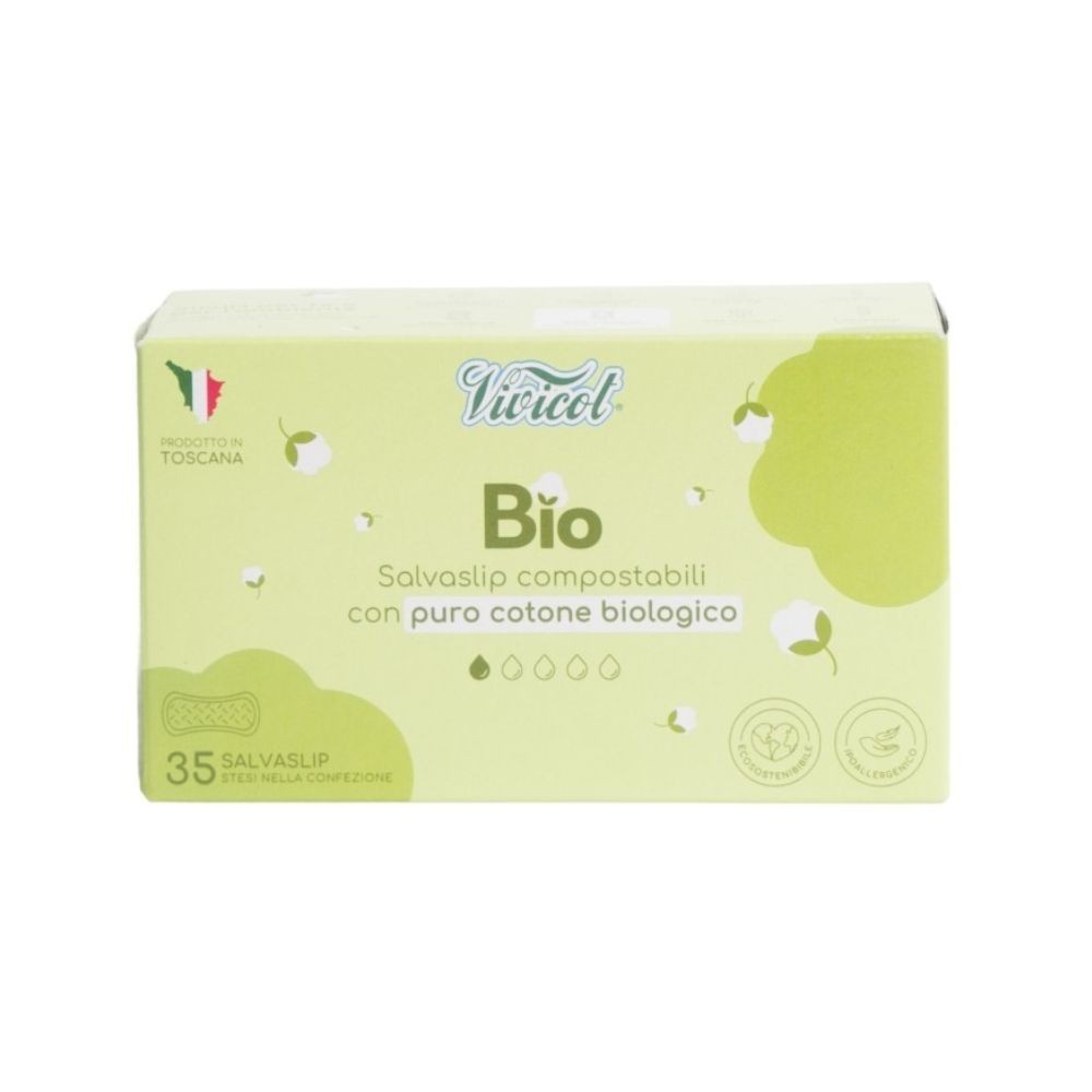 Wkładki higieniczne, z organicznej bawełny, niebielone chlorem, kompostowalne | Vivicot