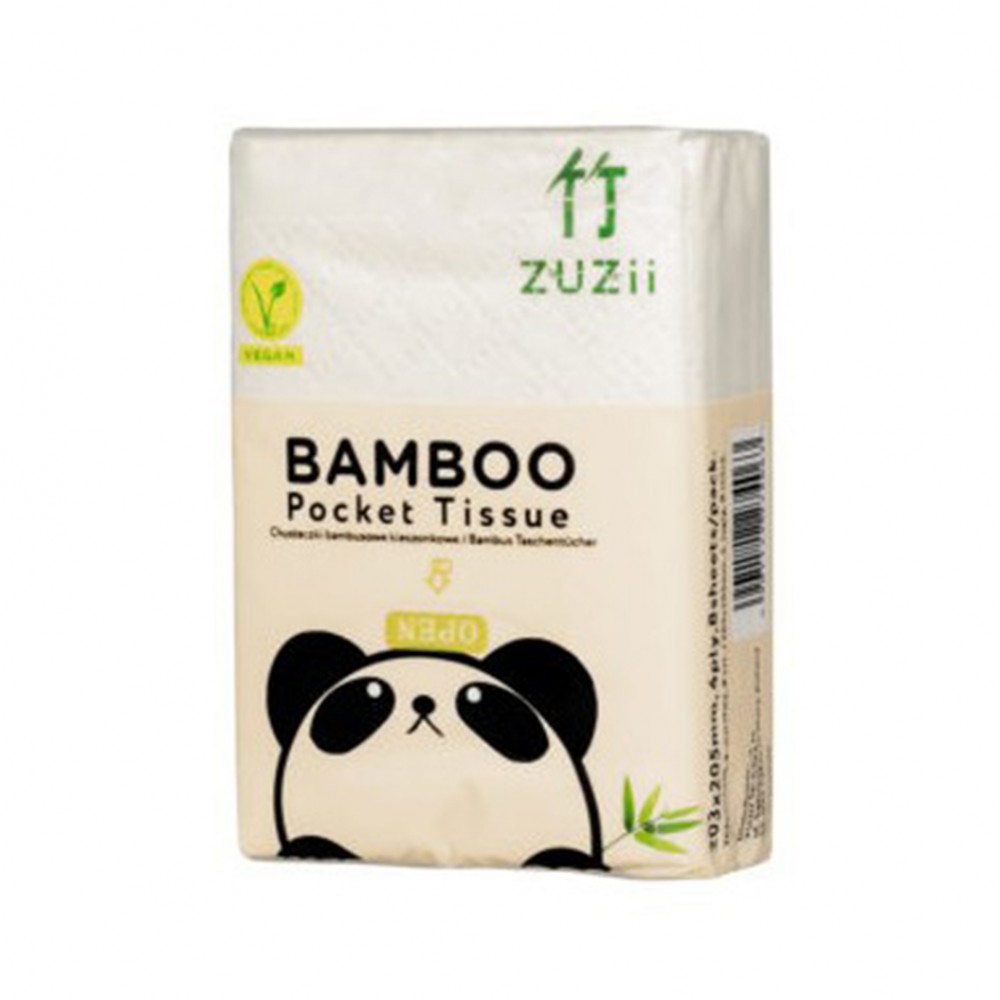 Chusteczki higieniczne kieszonkowe, bambusowe, 4-warstwowe | Zuzii