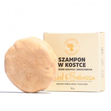 Szampon do włosów w kostce Miód Babassu | Manufaktura Bursztynnika