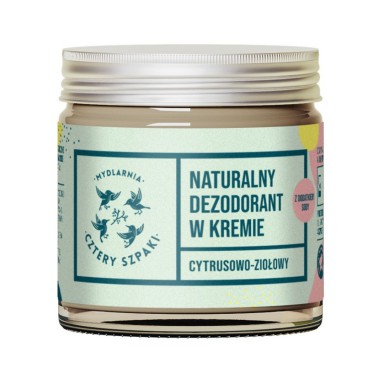 Dezodorant w kremie cytrusowo-ziołowy z dodatkiem sody | Cztery Szpaki Dezodorant w kremie cytrusowo-ziołowy z dodatkiem sody | Cztery Szpaki