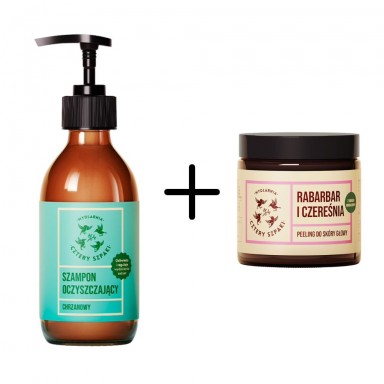 DUET Szampon Chrzanowy + Peeling Rabarbar i Czereśnia | Cztery Szpaki DUET Szampon Chrzanowy + Peeling Rabarbar i Czereśnia | Cztery Szpaki