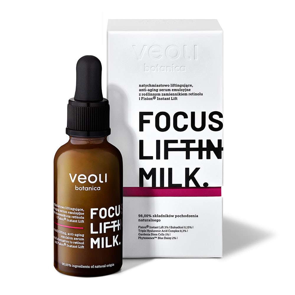 Serum natychmiastowo liftingujące z roślinnym zamiennikiem retinolu FOCUS LIFTING MILK | Veoli Botanica
